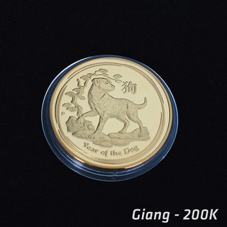 Đồng xu vàng hình chó (kèm hộp nhung sang trọng)