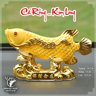 Tượng phong thủy cá rồng kim long chiêu tài size 16cm , trang trí bàn taplo xe hơi , quà tặng