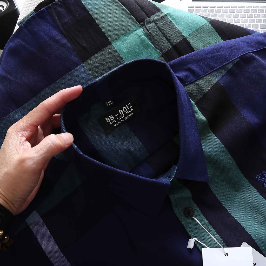 ÁO SƠ MI NAM tay dài caro BBR BIGSIZE [bigsize &lt; 130kg]