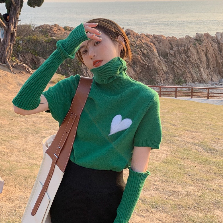 Áo Len Tay Dài Cổ Lọ Màu Trơn Đơn Giản Thời Trang Hàn Quốc Cho Nữ