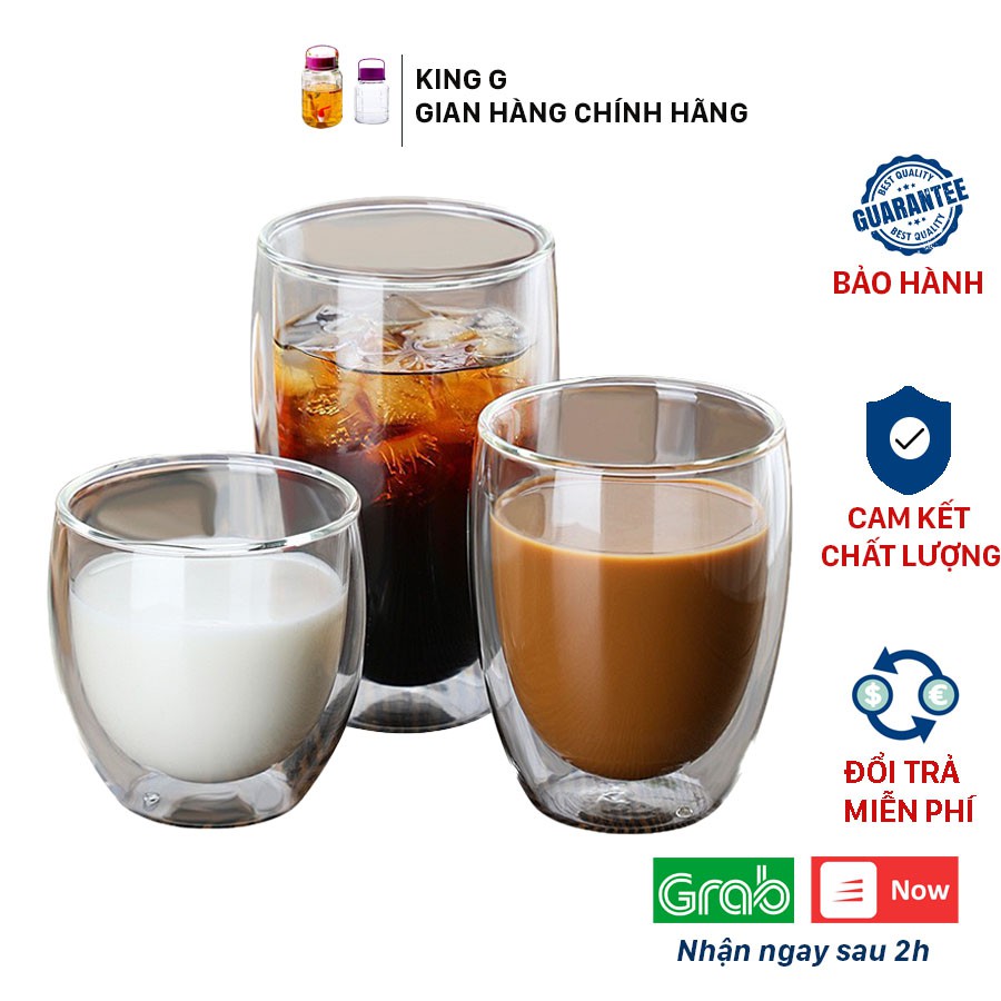 Cốc 2 Lớp KING G - Cốc Thủy Tinh 2 Lớp Cách Nhiệt Cao Cấp Dung Tích 80ml, 250ml, 350ml, 450ml, 650ml -C2L01