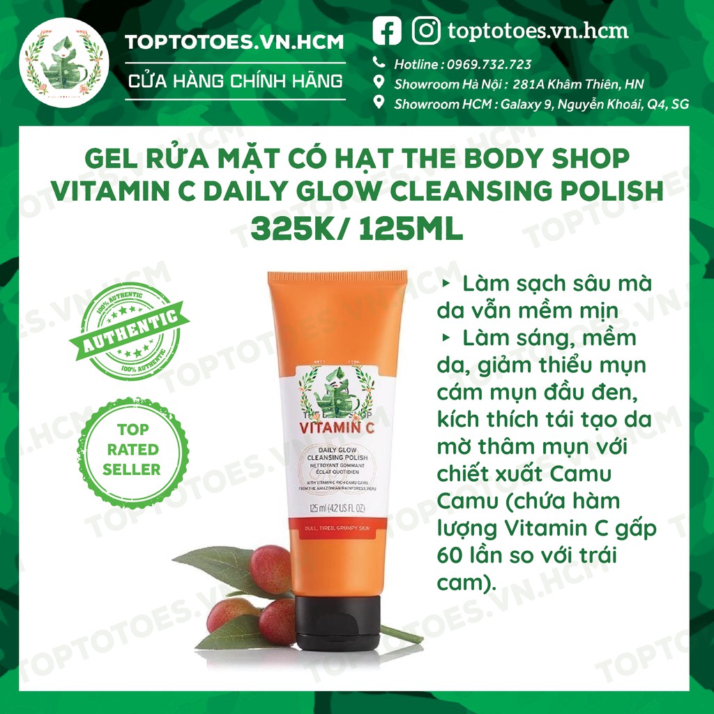 Bộ sp Vitamin C The Body Shop dưỡng da trắng hồng, căng mọng siêu glowy, se khít lỗ chân lông