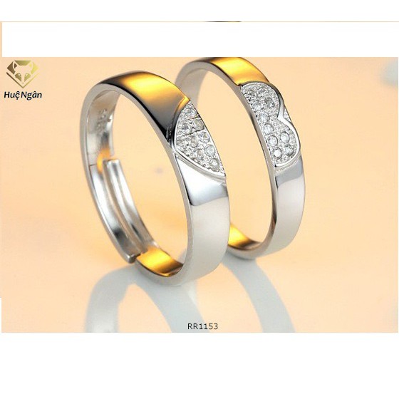 Nhẫn đôi bạc 925 Huệ Ngân - Trái tim yêu thương RR1153