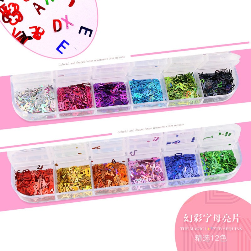 Set 12 chữ cái bằng kim tuyến làm phụ kiện trang trí thủ công