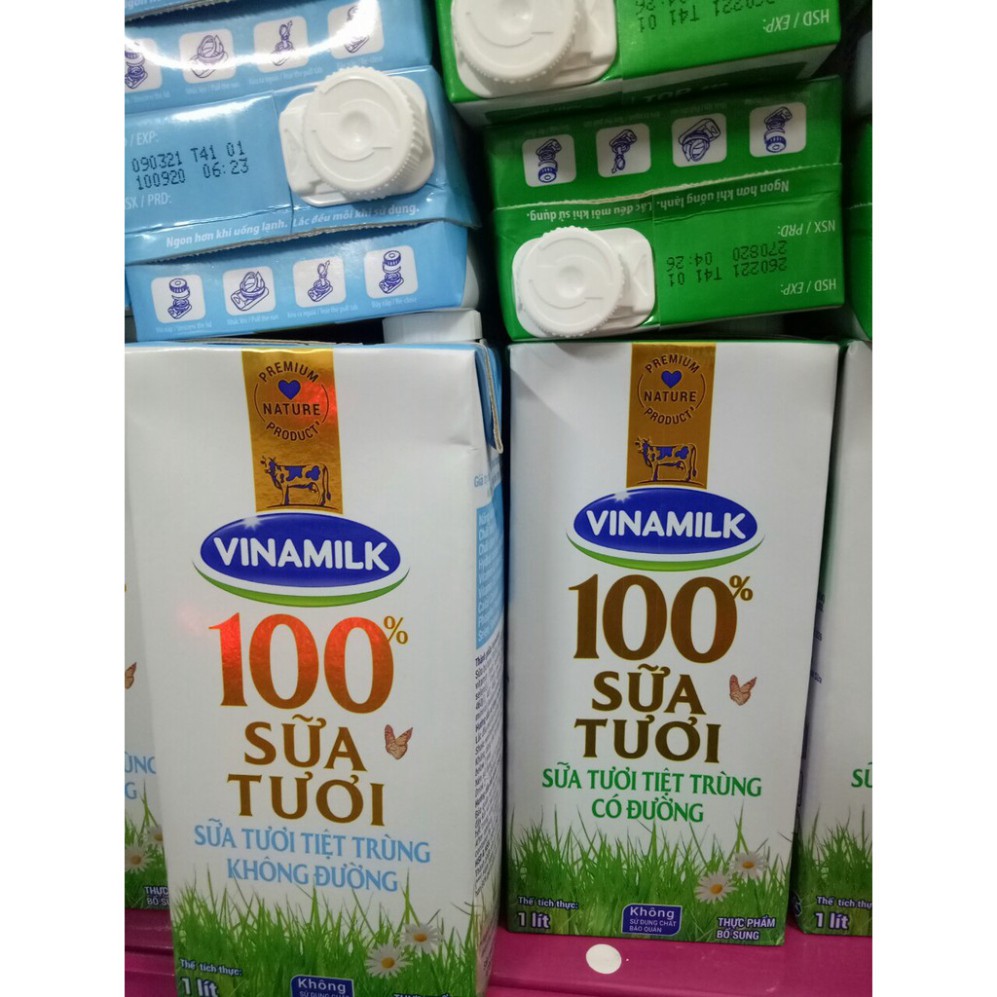 Sữa tươi Vinamilk hộp 1 lít có đường/ không đường/ ít đường
