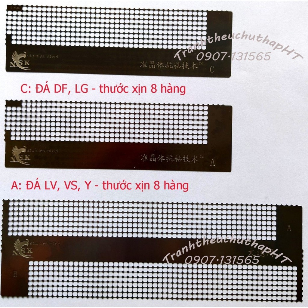 Thước đính đá bằng thép không rỉ loại xịn 8 hàng