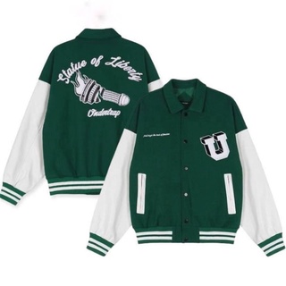 Áo khoác Bomber Varsity Jacket UNDERTRAP, áo bomber nam nữ unisex chất nỉ bông
