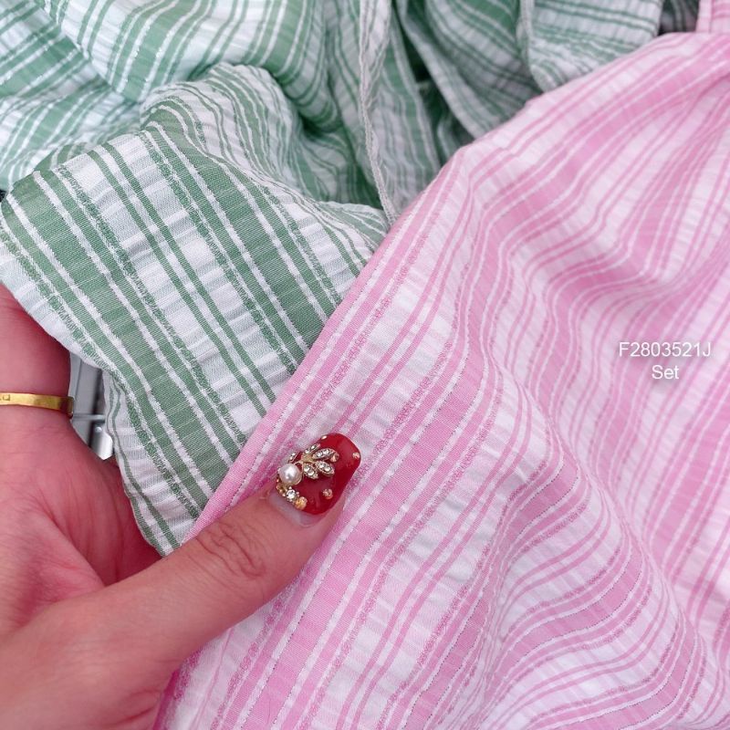 Bộ Áo 2 Dây Quần Short Kẻ Nơ Lưng 🦋 Set Áo Quây Dáng Ngắn Kèm Quần Đùi Ống Rộng 2 Màu 🦋