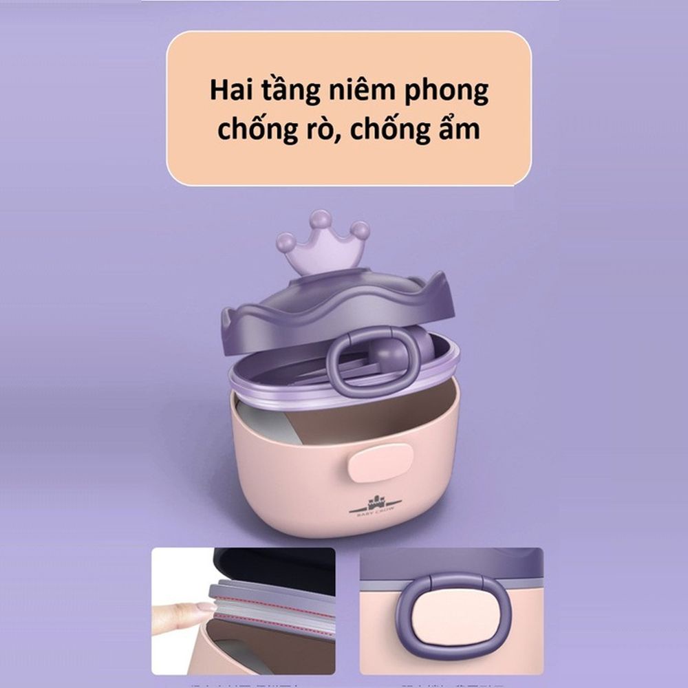 Free Ship  Hộp đựng sữa bột, đồ khô hình vương miện cao cấp hãng Baby Crown (có thể tiệt trùng)