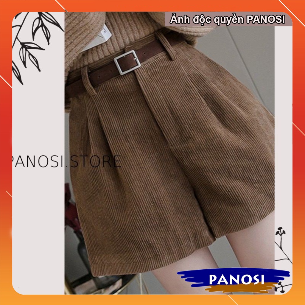 Quần short đùi nữ nhung tăm ống rộng - quần short đùi PANOSI mềm mịn cho các nàng teen xinh đẹp Q465