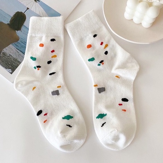 Tất Vớ Cotton Cổ Cao In Hình Hoạt Hình Xinh Xắn Cho Nữ