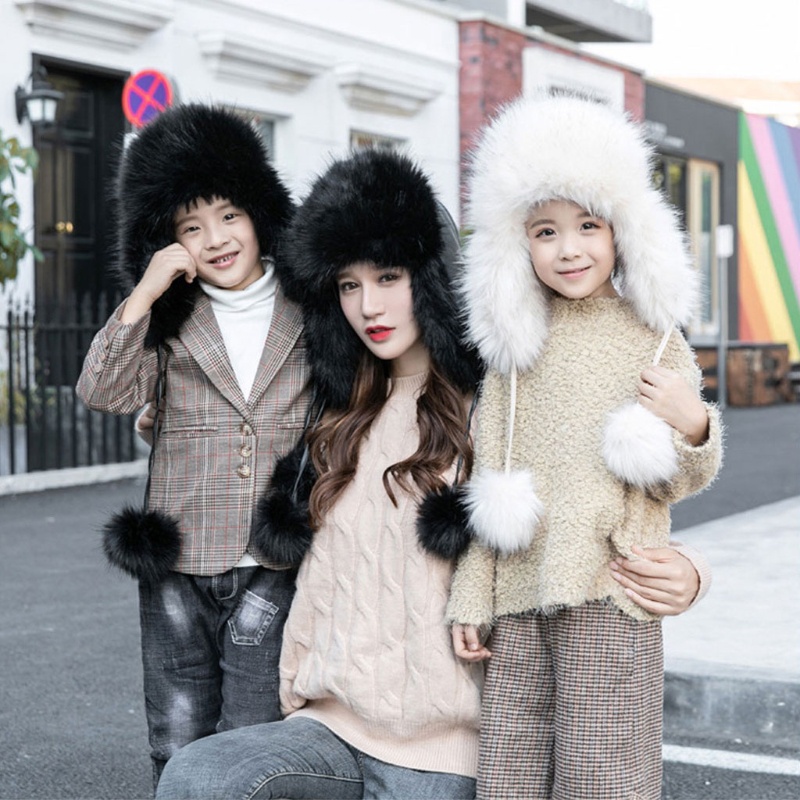 Mũ Da Pu Chống Gió Phối Lông Thú Ấm Áp Thời Trang Mùa Đông 2020 Cho Bé