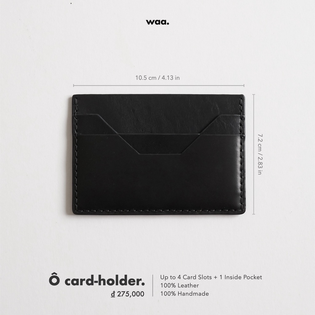 Ví đựng thẻ Basic Card Holder Unisex WAA.- DA THẬT 100% - Màu đen - Sản phẩm thiết kế - Kèm dustbag
