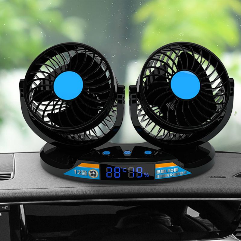 Quạt Làm Mát Kép Xoay 360 Độ Gắn Ghế Trước / Sau Xe Hơi Vào Mùa Hè