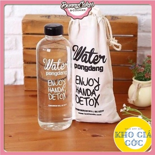 Bình nước detox đẹp " water pongdang" 1000 ml - kèm 1 túi vải