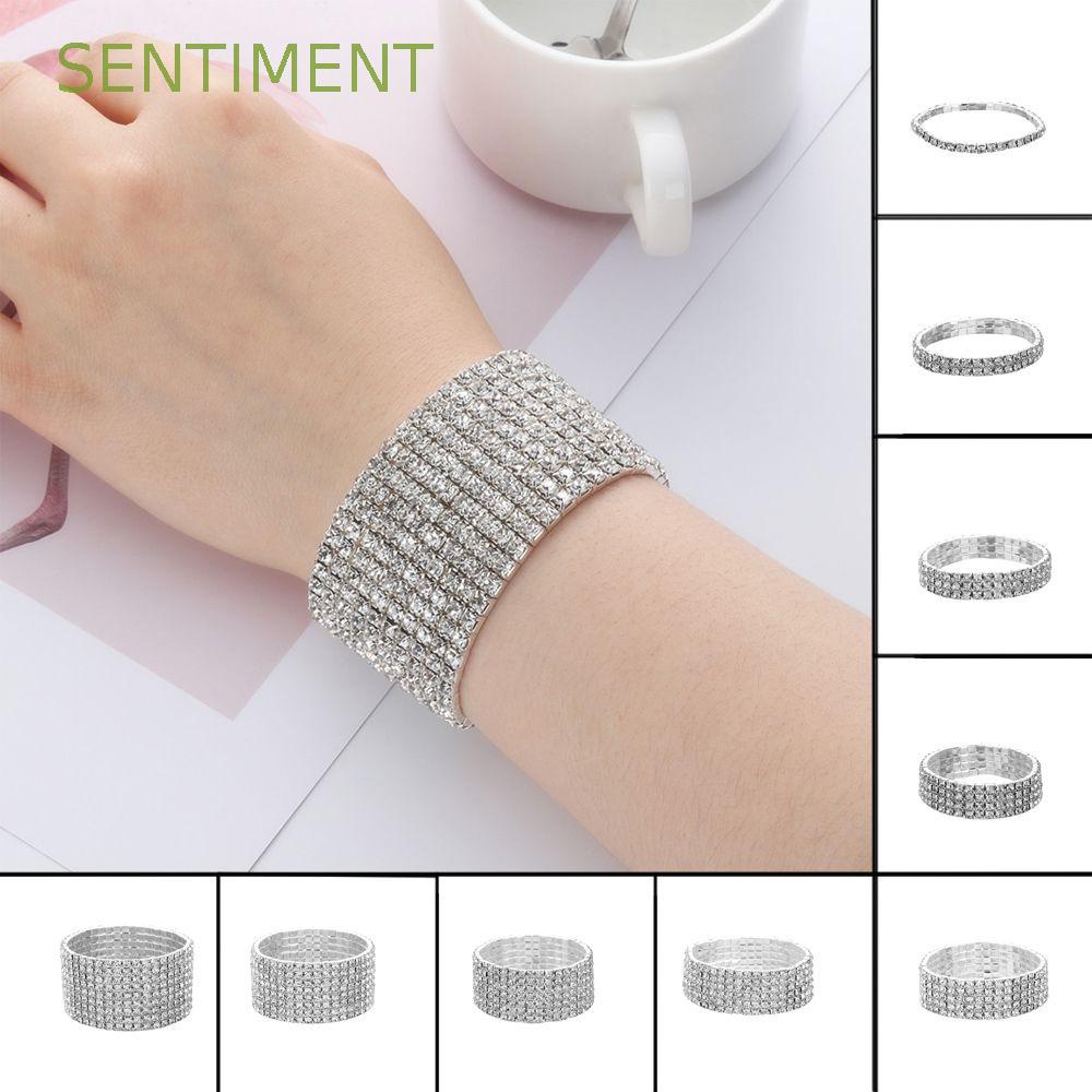 Vòng Tay Co Giãn Đính Đá Sáng Bóng Thời Trang Cho Nữ 1-10 Hàng