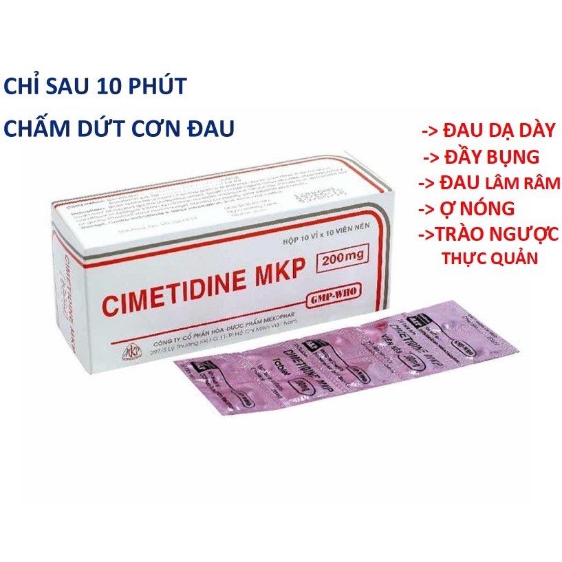 Viên uống chống Đầy Bụng CIMETIDIN. giảm tiêt acid dịch vị, đầy bụng, chướng hơi