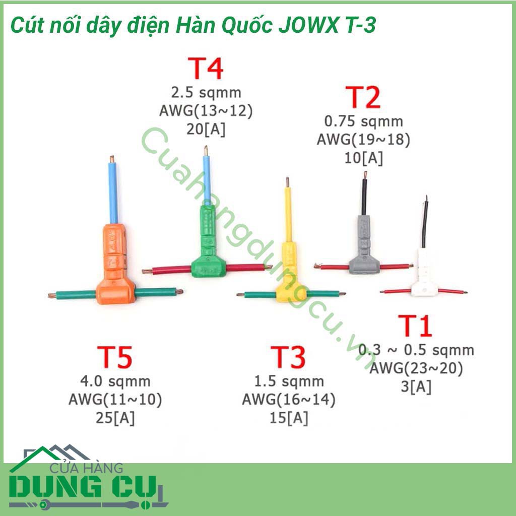 Đầu nối nhanh dây điện T-3 JOWX Hàn Quốc