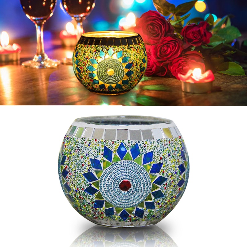 Giá Đỡ Nến Bằng Thủy Tinh Hình Hoa Hướng Dương Nhiều Màu Phong Cách Châu Âu Cổ Điển