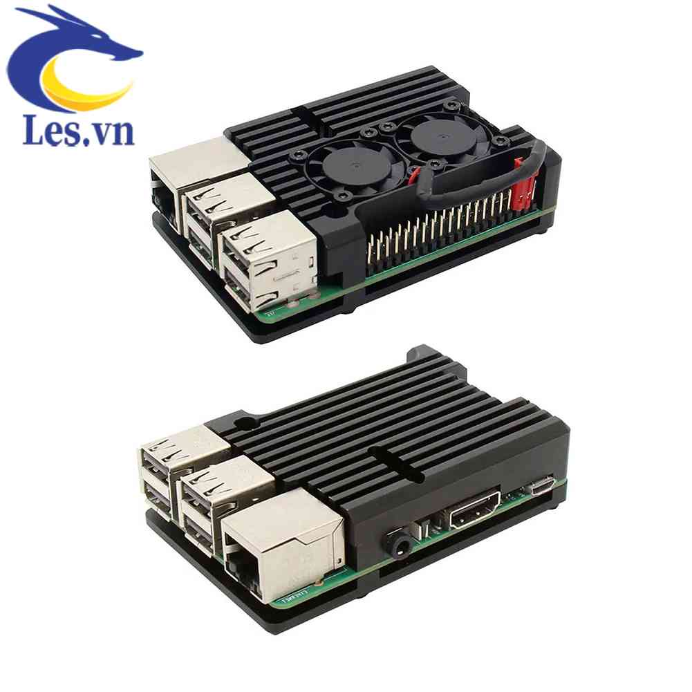 Vỏ Nhôm Làm Mát Hai Quạt Cho Raspberry Pi 3 Model B +