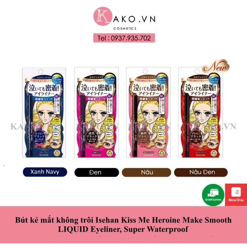 Bút kẻ mắt Isehan Kiss Me Heroine Make Smooth LIQUID Eyeliner, Super Waterproof