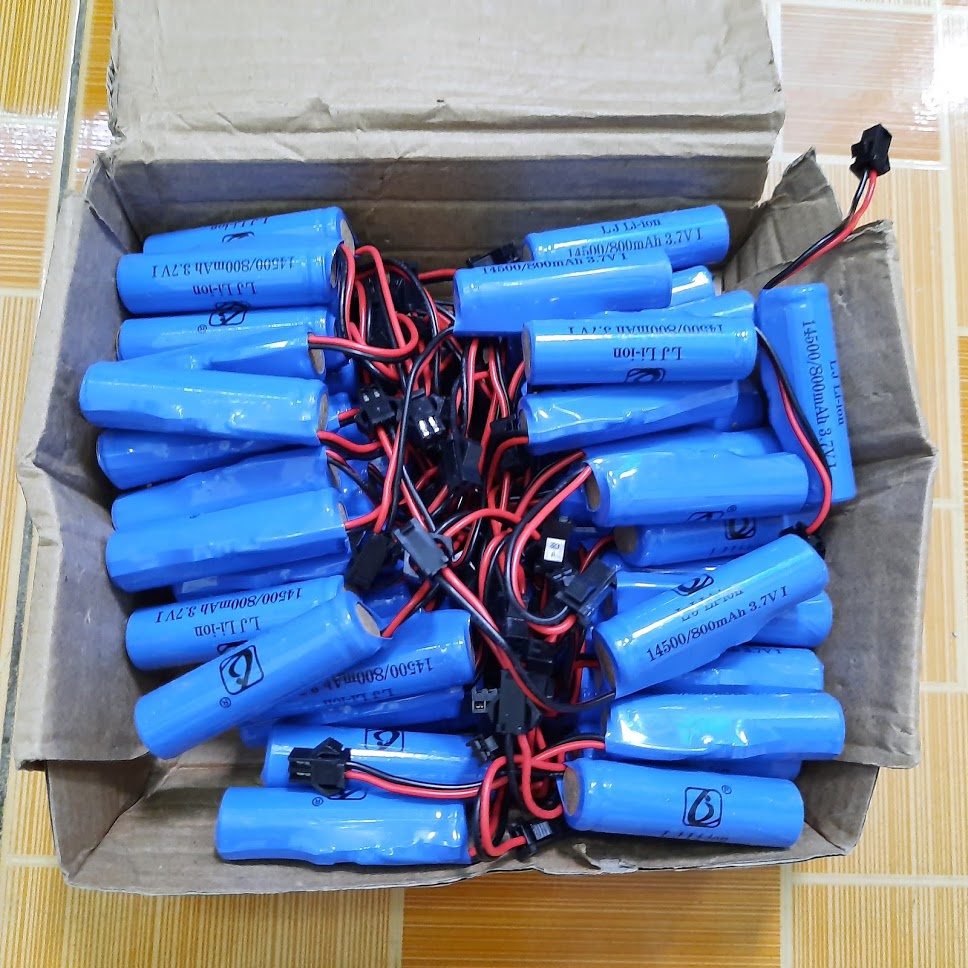 Pin 14500 3.7v dung lượng cao 800mah xe điều khiển pin sạc loại tròn cổng SM 2P