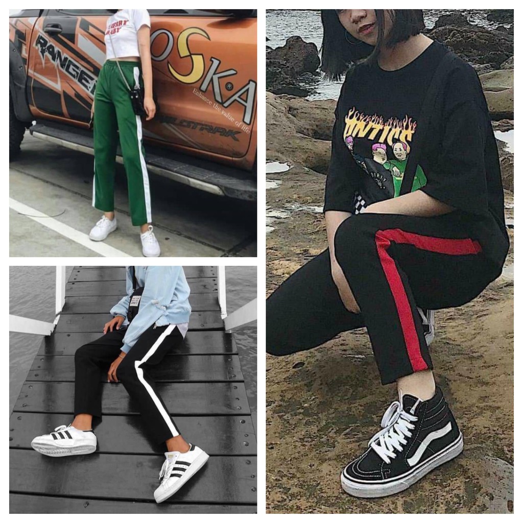 [Kèm hình thật - CÓ ĐỎ, XANH, ĐEN] Quần 1 sọc 1 line tripped pant unisex