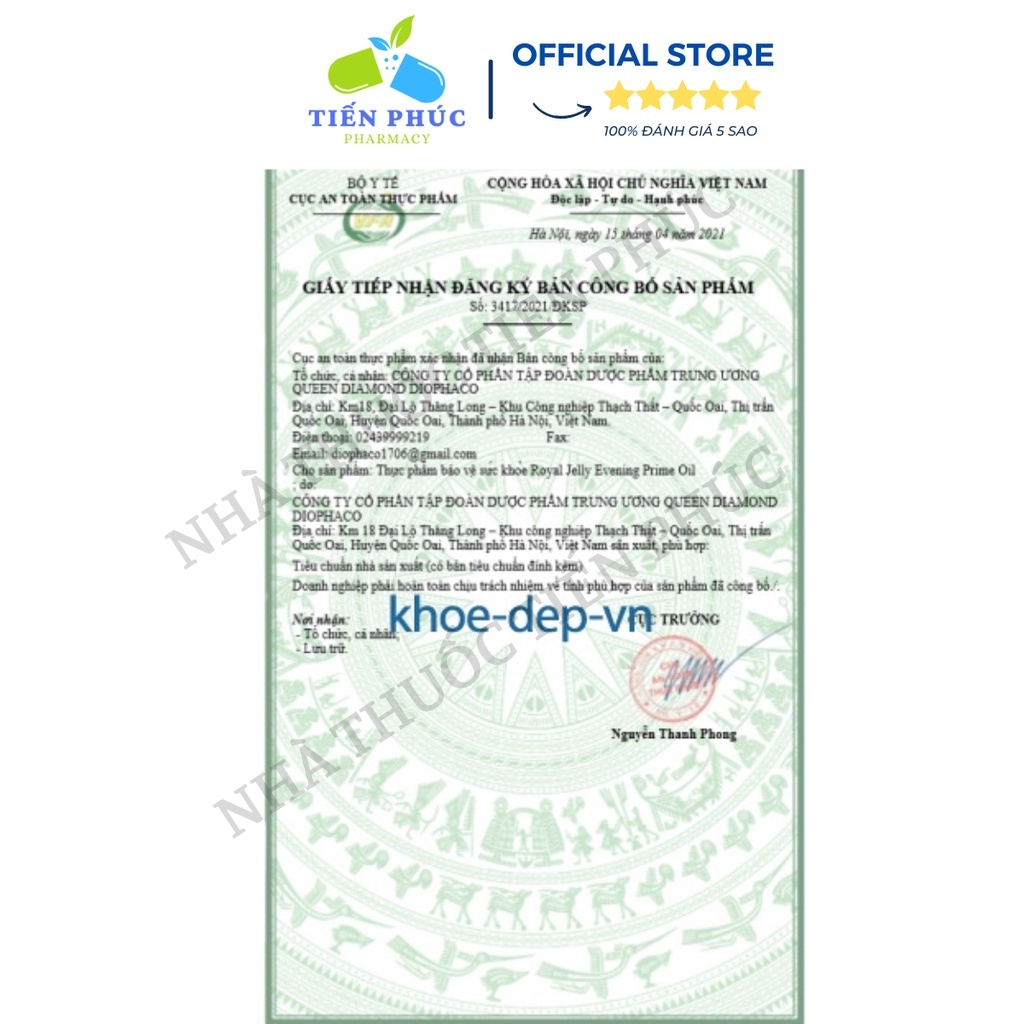 Viên uống đẹp da Royal Jelly Evening Prime oil Hàn Quốc giúp chống lão hóa, đẹp da, sáng da - Hộp 2 lọ x30 viên