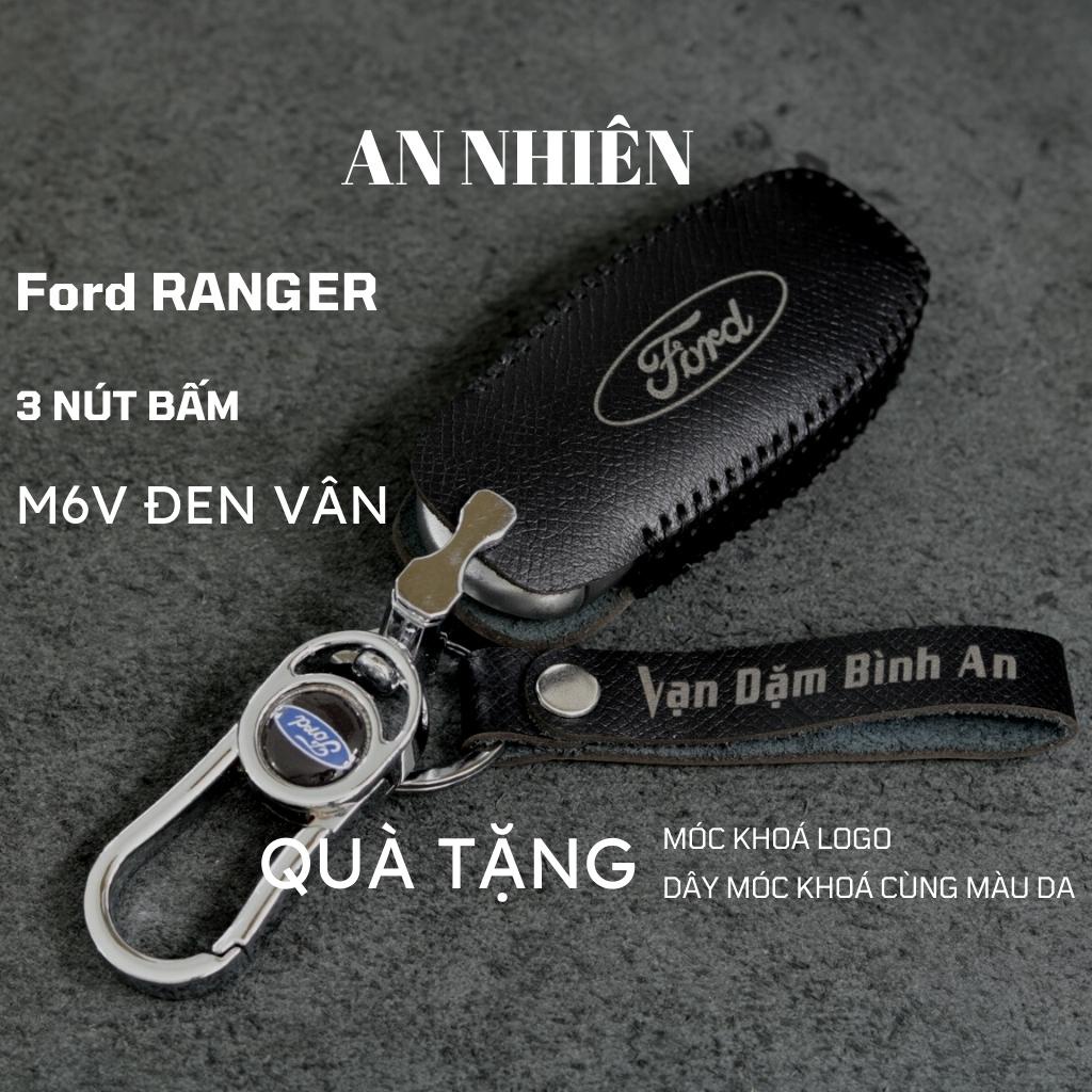 Bao da móc khoá bọc ốp chìa khóa xe ô tô Ford Ranger, Mustang, Mondeo 2014 - 2018, da bò, nhiều màu, khâu thủ công Ford2