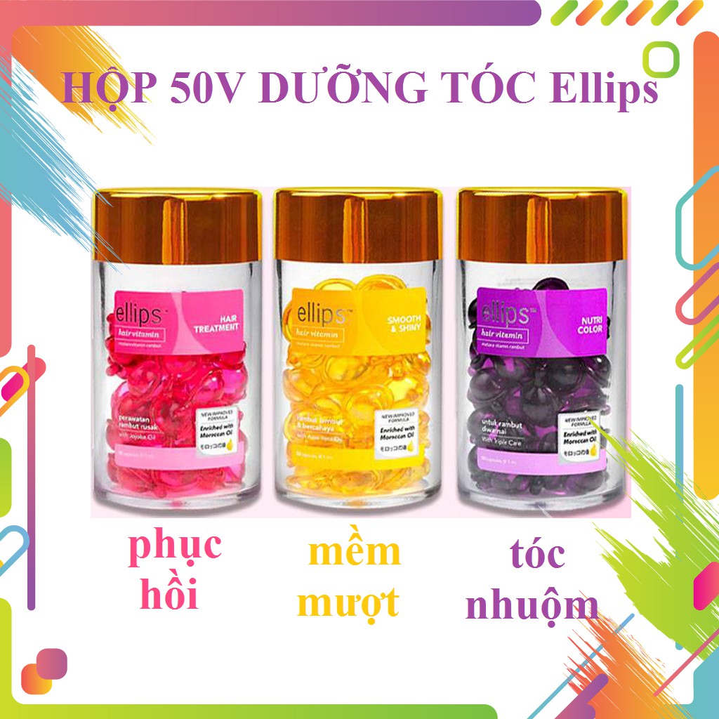 Bộ Serum Dưỡng Tóc Ellips Hair Vitamin Hủ 50 Viên dưỡng tóc mềm mượt, phục hồi hư tổn, giữ màu tóc nhuộm