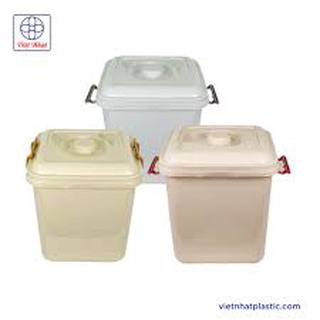 Thùng nhựa đựng gạo Việt Nhật có nắp và tay khóa loại dày 10kg, 15kg