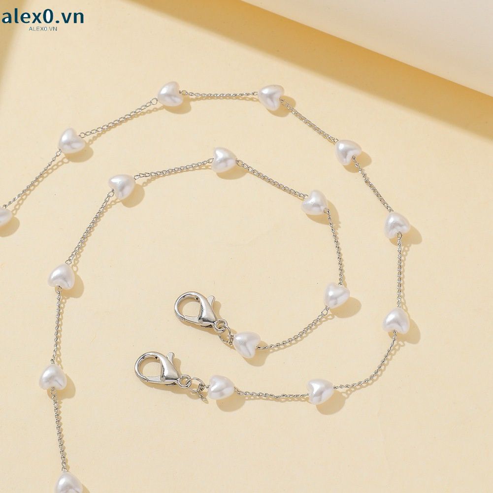 Dây đeo gắn khẩu trang thiết kế phối hạt ngọc trai hình trái tim