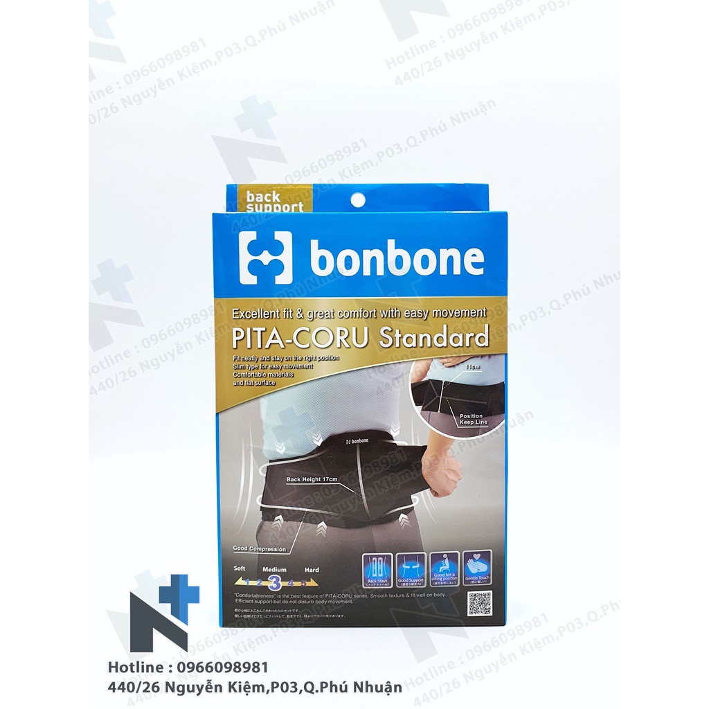 Đai hỗ trợ thắt lưng Pita Coru Bonbone ( Nhật ) màu đen các size