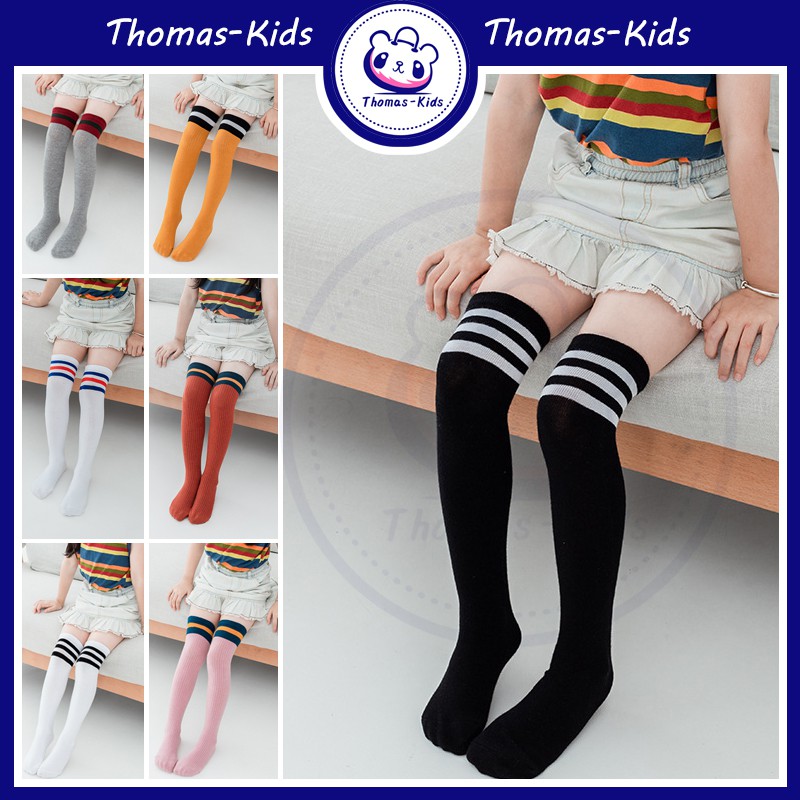 Vớ Dài Qua Gối Màu Trơn Dễ Thương 35CM 42CM Cho Bé Gái