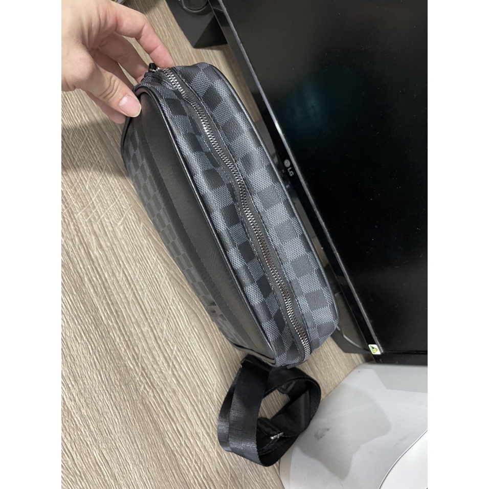 Túi đeo chéo da nam nữ caro ngang bảng lớn From châu âu DF5 Shalla