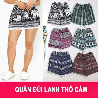 Combo 3 Quần đùi lanh thổ cẩm ren mặc hè