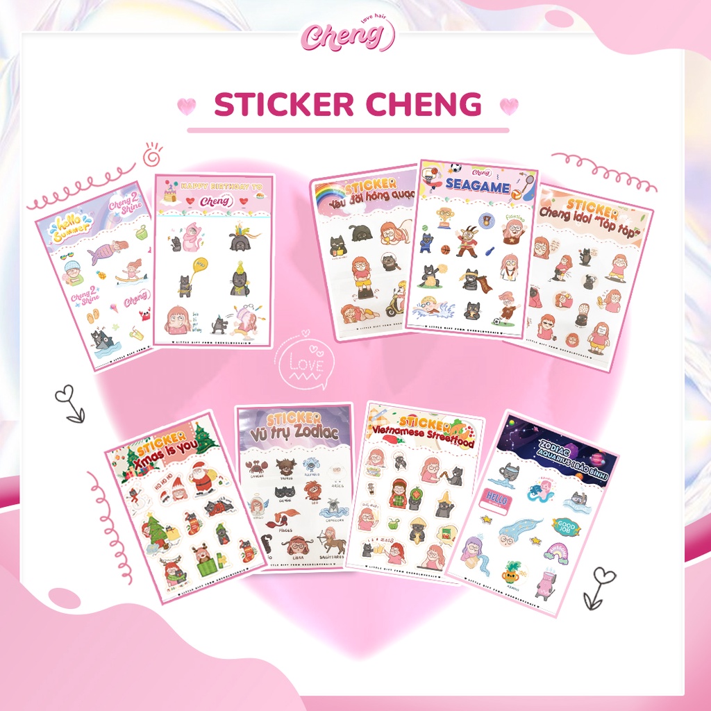 Sticker dán trang trí cute, lầy lội | Chenglovehair, Chenglovehairs