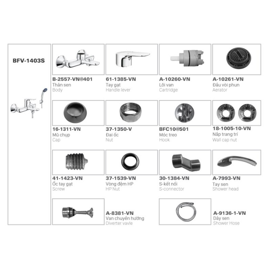 [INAX] Sen tắm nóng lạnh BFV-1403S-4C BFV-1403S-7C BFV-1403S-8C