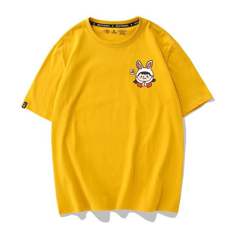 [Hàng Xịn, Gía Tốt] Áo Phông Thun Nữ Tay Ngắn Icon Họa Tiết Cô Bé Tai Thỏ Hàn Quốc - Unisex - Cotton - Mã AT029