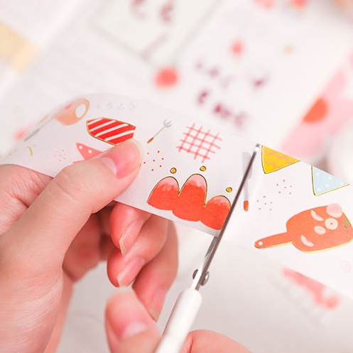 Washi tape nhiều mẫu bản vừa đến to 2cm - 3.7cm, chủ đề Peach - băng dính/ băng keo trang trí sổ, planner