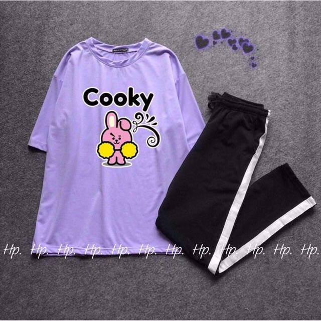 Sét áo cooky thỏ+ quần da cá THH889