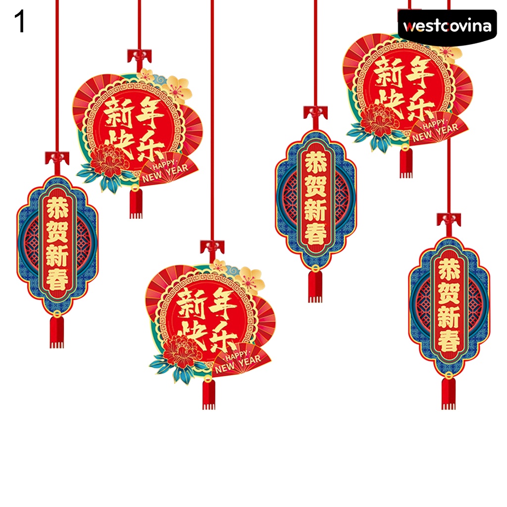 Set 6 phụ kiện treo trang trí mừng năm mới phong cách truyền thống