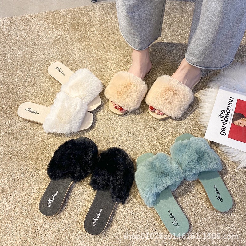 Dép lông-Dép đi trong nhà lông cừu siêu mềm sẵn 4 màu