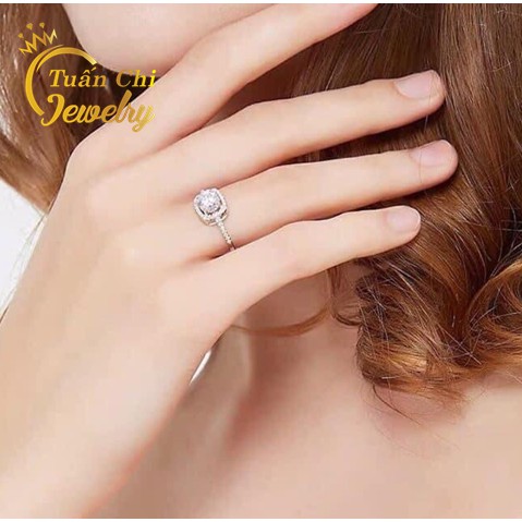 Nhẫn Bạc Nữ FREESHIP Nhẫn Nữ Cao Cấp Gắn Đá Vuông Nổi Bật, Sang Trọng, Kết Hợp Đá Viền