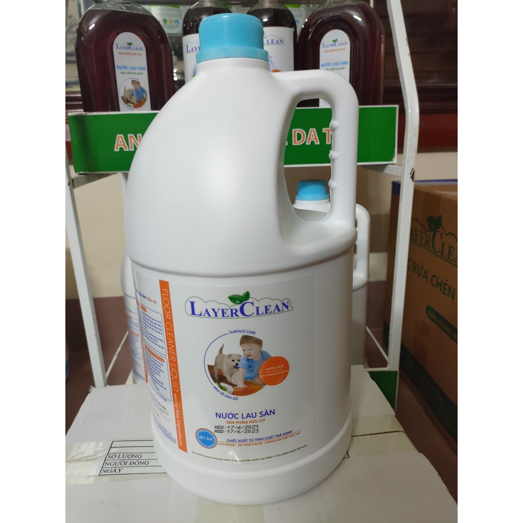 Nước lau sàn hữu cơ Layer Clean 5L hương Quế, hương Nước Hoa