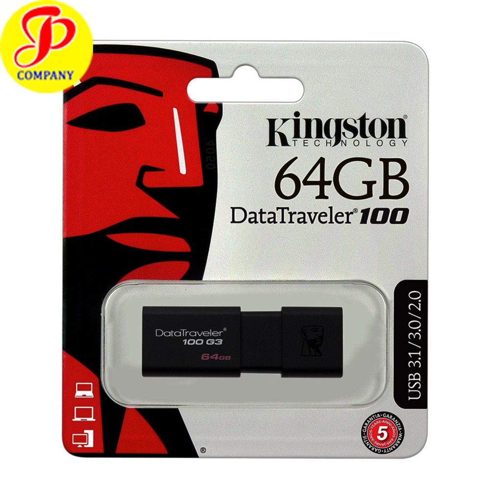 [Mã ELFLASH5 giảm 20K đơn 50K] USB 3.0 Kingston DT100G3 64GB Tốc độ upto 100MB/s - Hãng chính hãng FPT