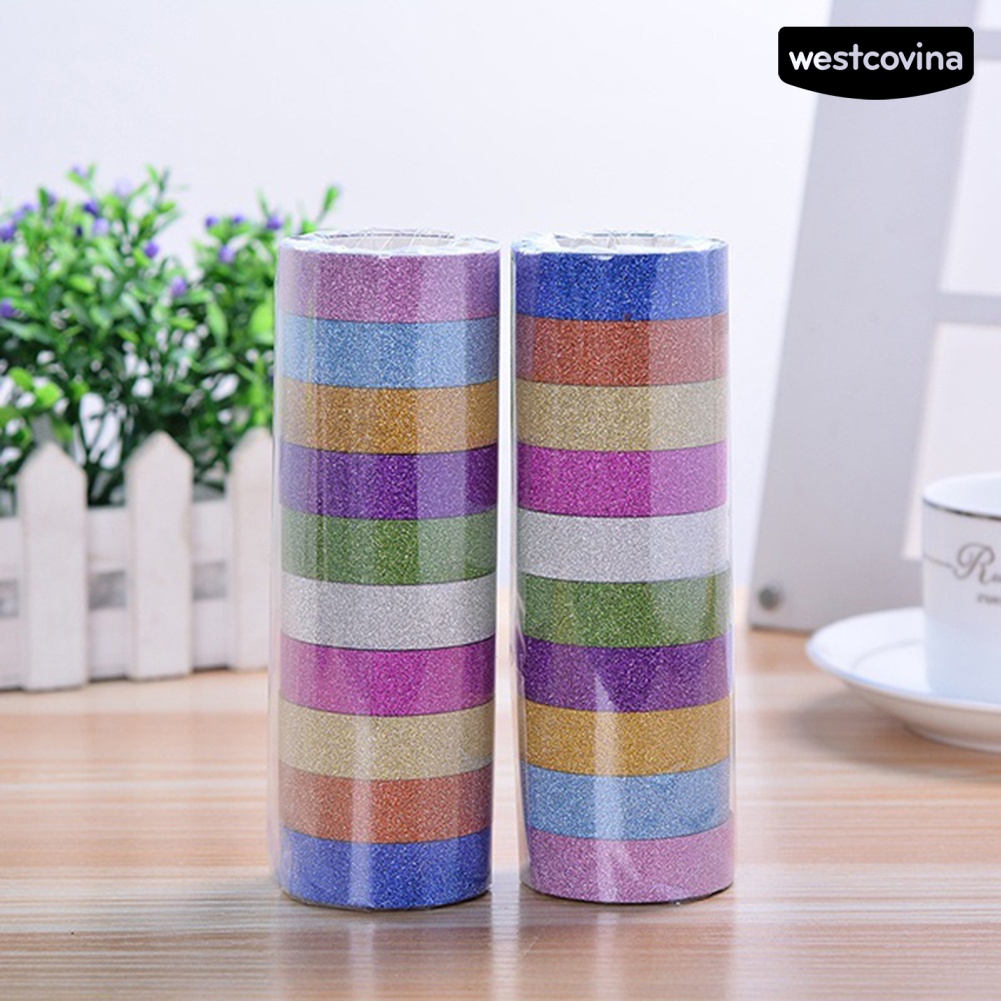 [Hot]✍Bộ 10 Cuộn Băng Dính Washi 1.5cmx3m Dùng Trang Trí Album