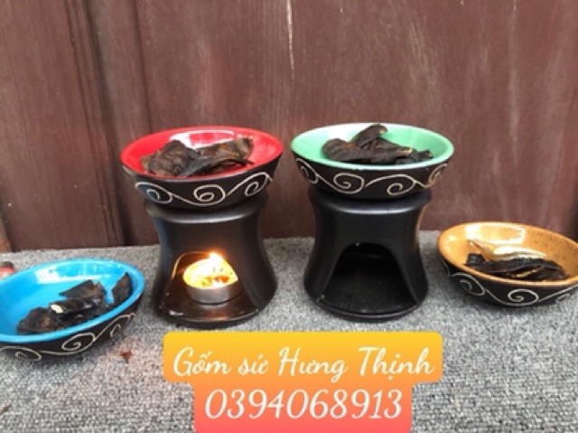Bếp đốt bồ kết, thảo mộc xả chanh + 10 nến bơ sạch  trống đồng