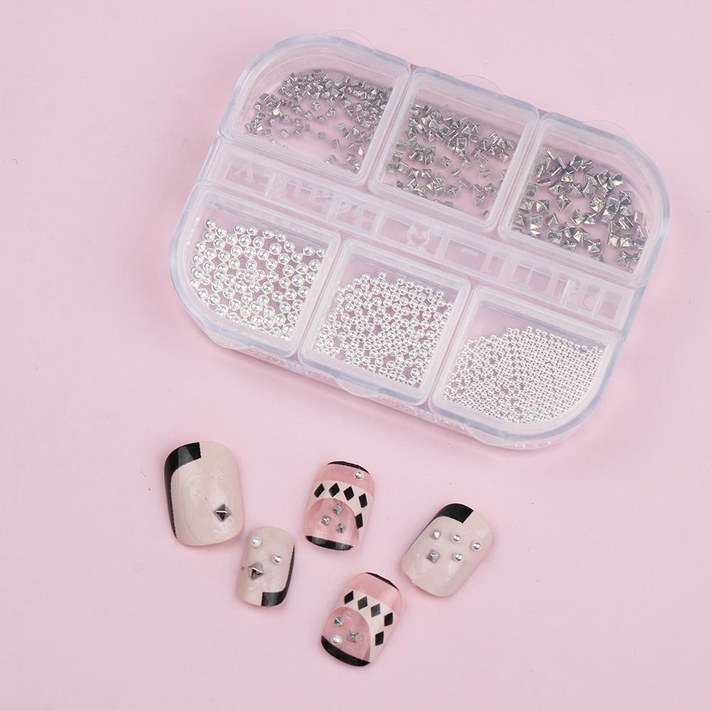 Phụ Kiện Trang Trí Móng Tay Bằng Kim Loại Hình Vuông DIY