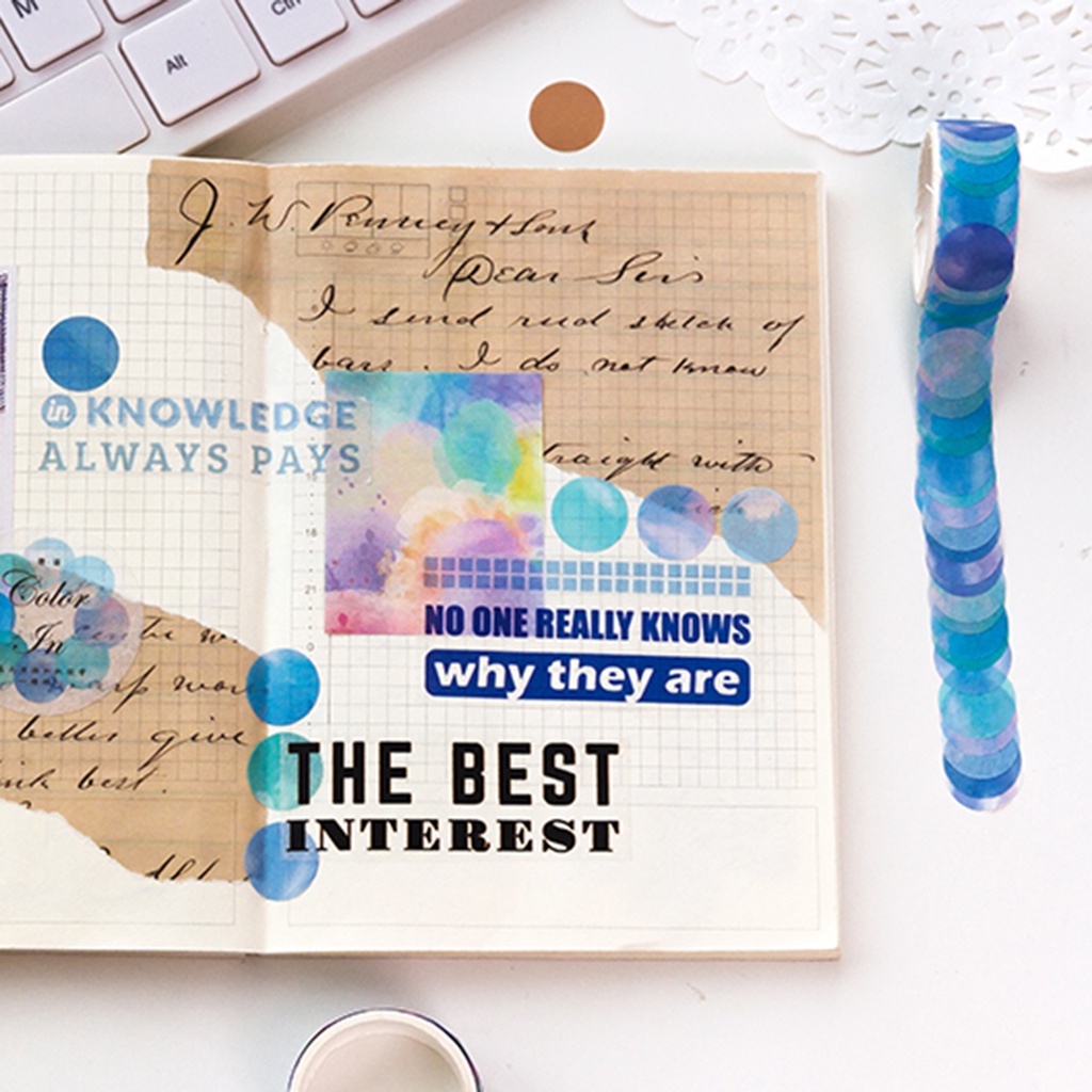 Cuộn 100 miếng dán Washi hình dáng sáng tạo trang trí sổ tay DIY